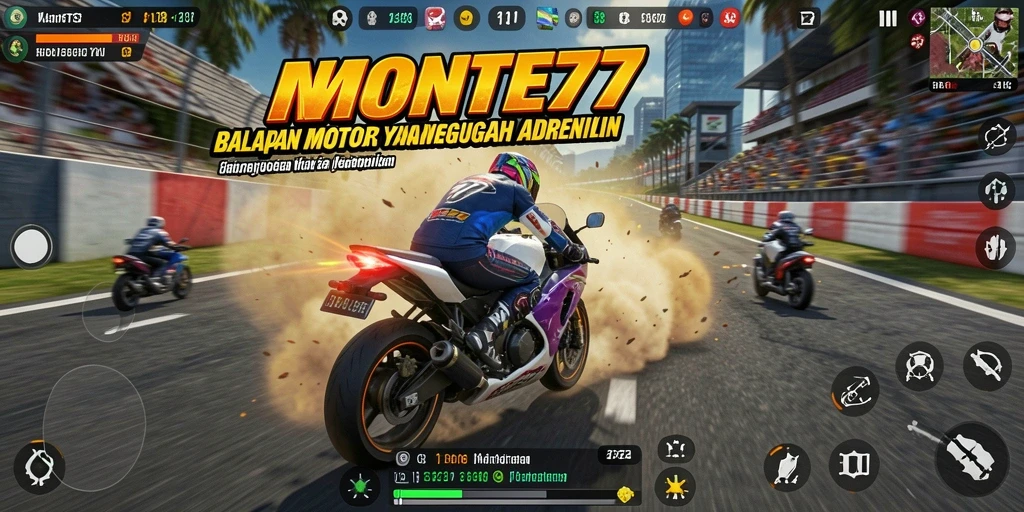 Tangkapan layar gameplay <strong>MONTE77</strong> yang menunjukkan momen balapan mendebarkan.