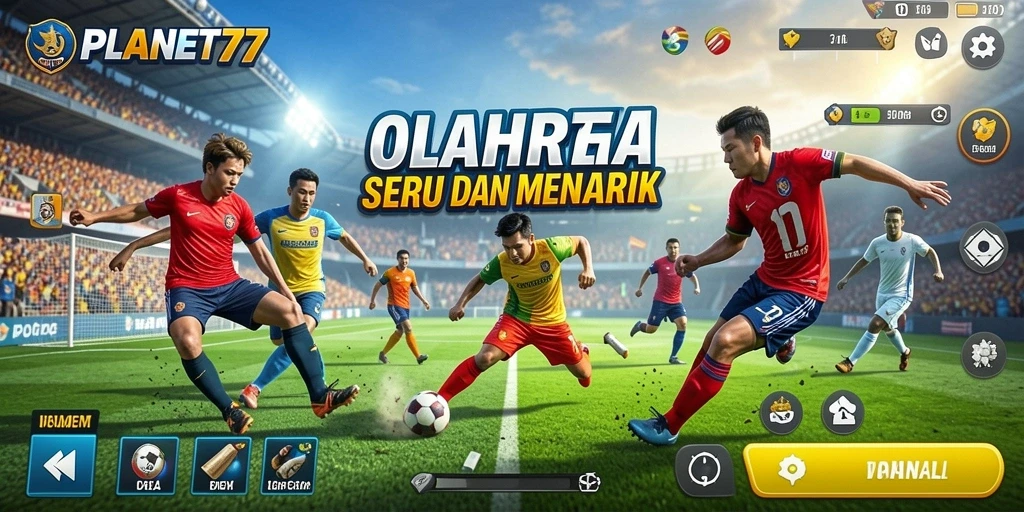 Screenshot PLANET77 menampilkan aksi seru dalam game olahraga.