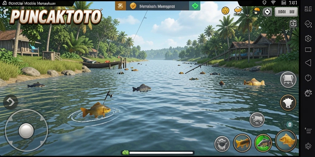 Tampilan gameplay PUNCAKTOTO dengan memancing seru.