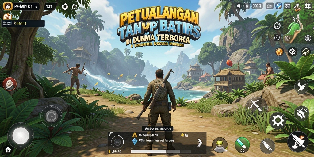 Tampilan gameplay REMI101 yang menampilkan dunia terbuka yang luas.