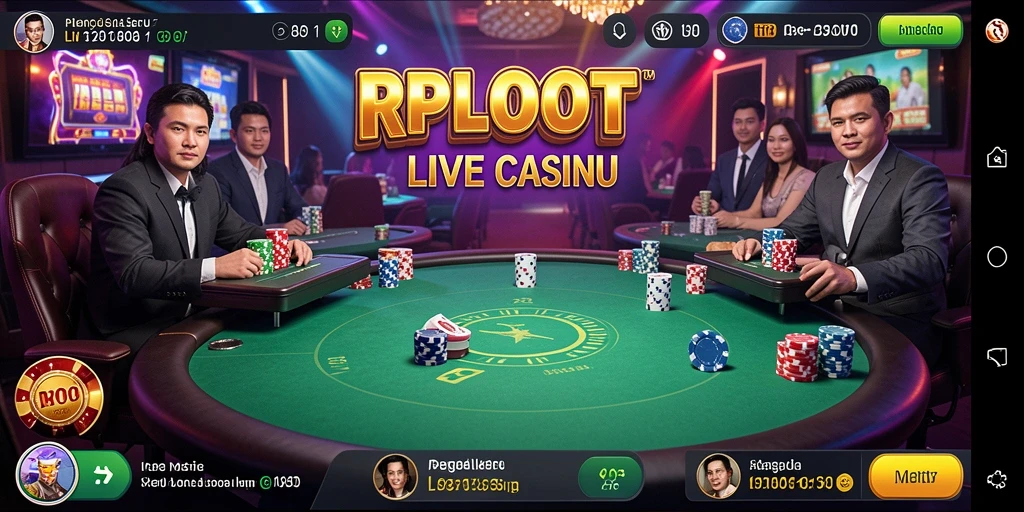 Screenshot gameplay RPLOOT yang menampilkan dealer dan pemain dalam suasana Live Casino.