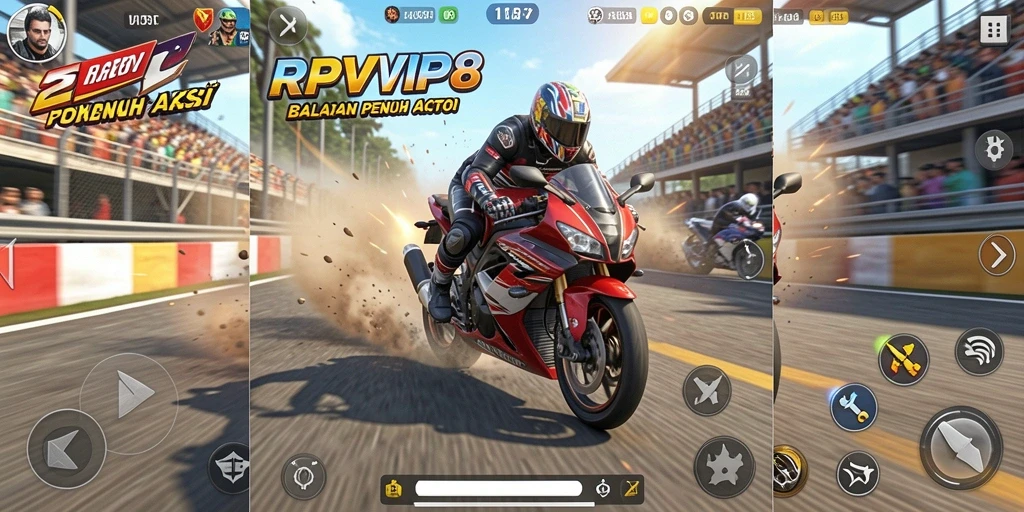Gameplay menegangkan dalam balapan motor RPVIP8.