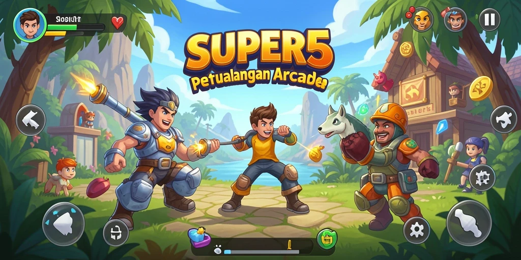 Tampilan gameplay SUPER5 yang penuh aksi dan keseruan.