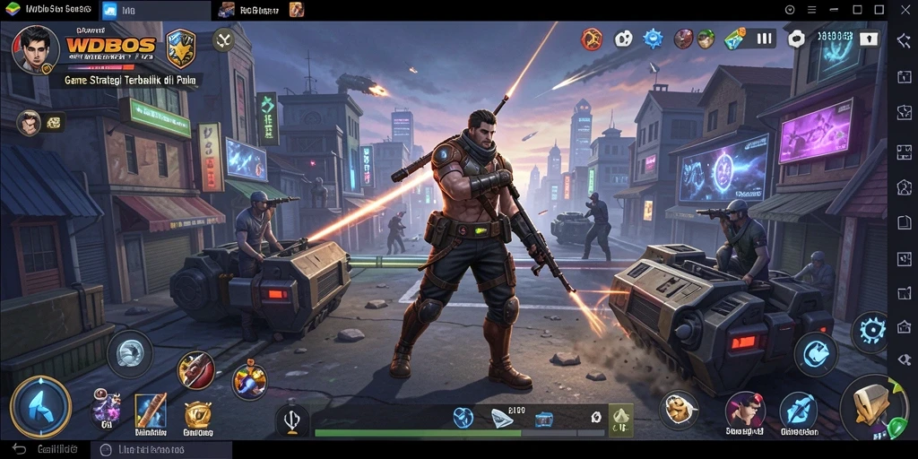 Tangkapan layar utama WDBOS menampilkan aksi gameplay strategis.