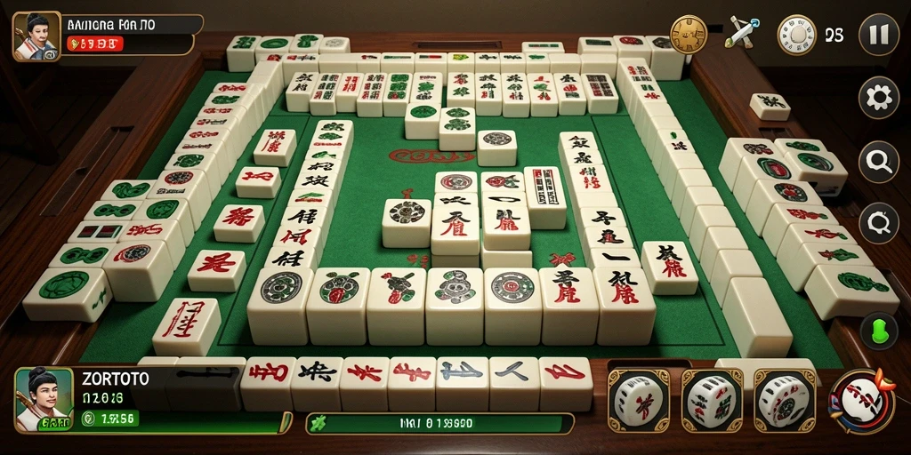 Tampilan gameplay menarik dalam ZORTOTO menunjukkan tantangan Mahjong yang mendebarkan.